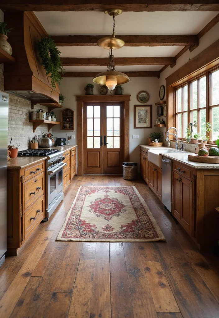 12 Farmhouse Kitchen Flooring Ideas for Rustic Durable Warmth - 2. Distressed Hardwood Floors