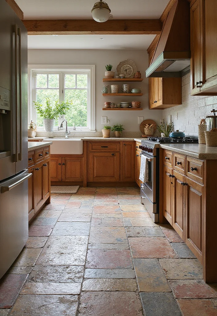 12 Farmhouse Kitchen Flooring Ideas for Rustic Durable Warmth - 5. Rustic Tile Options