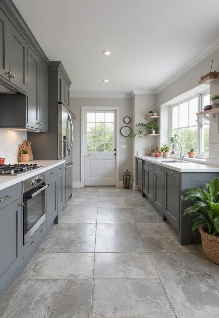 12 Grey Kitchen Flooring Ideas for Clean Modern Balance 34 12 Grey Kitchen Flooring Ideas for Clean Modern Balance - 4. Classic Grey Tiles