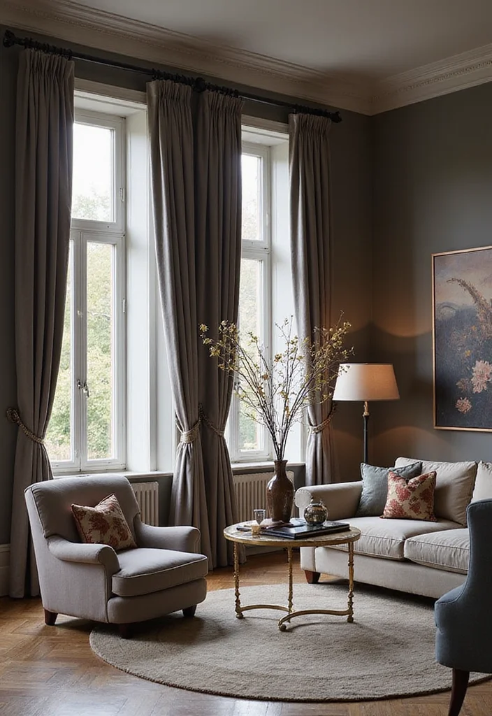 12 Grey Living Room Curtain Ideas for Soft Neutral Style - 4. Velvet Grey Curtains