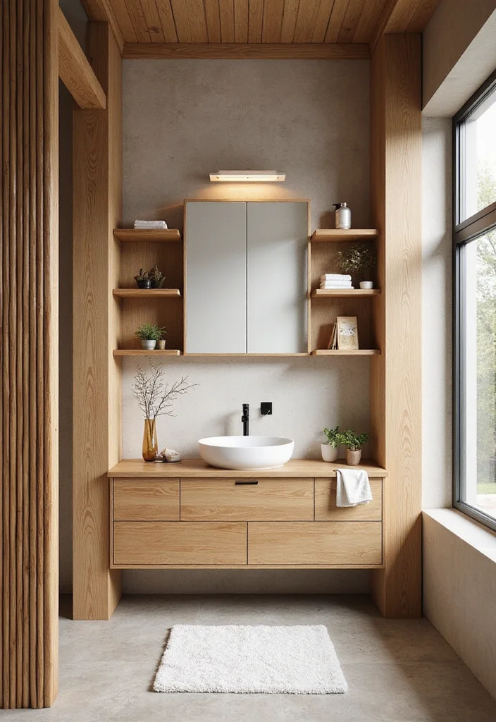 12 Japandi Bathroom Ideas for Calm Minimal Serenity 1 12 Japandi Bathroom Ideas for Calm Minimal Serenity - 1. Natural Wood Accents