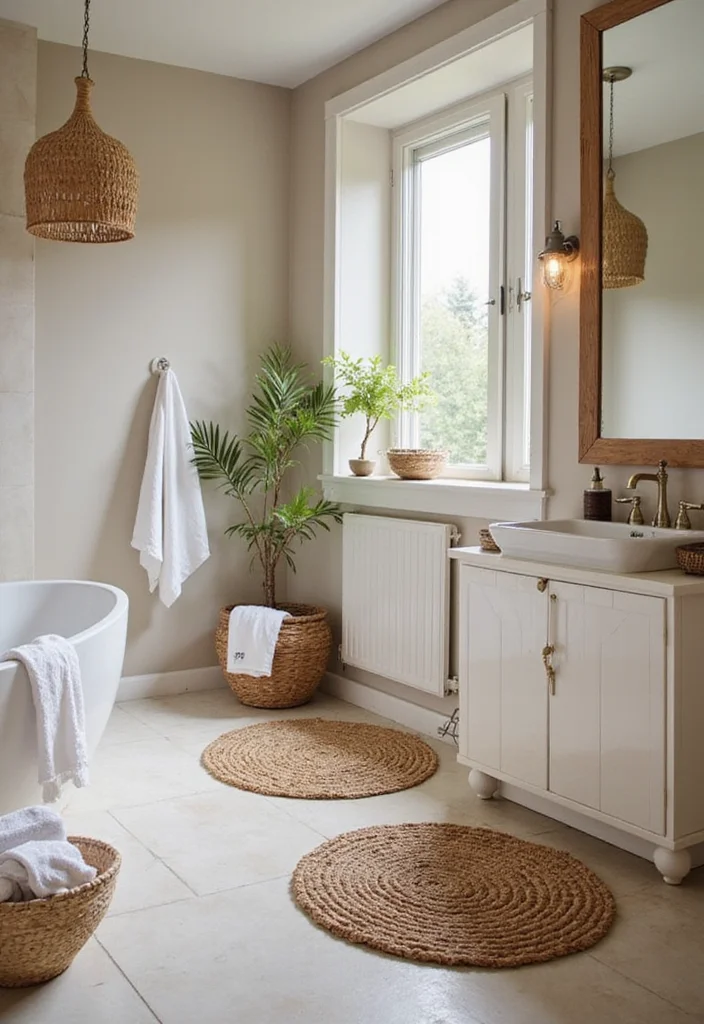 12 Japandi Bathroom Ideas for Calm Minimal Serenity 34 12 Japandi Bathroom Ideas for Calm Minimal Serenity - 4. Organic Textiles