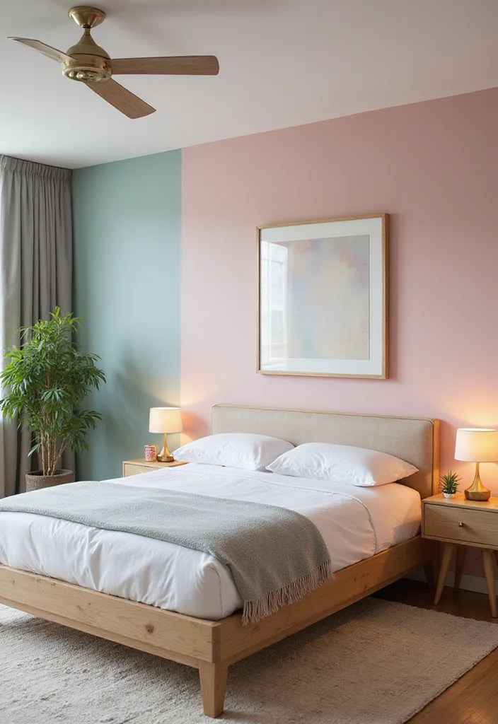 12 Korean Bedroom Ideas for Minimal Cozy Aesthetics - 4. Colorful Accent Walls