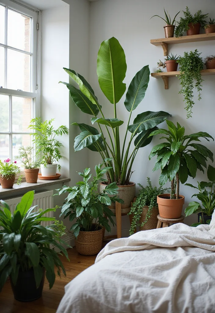 12 Korean Bedroom Ideas for Minimal Cozy Aesthetics - 7. Greenery and Plants
