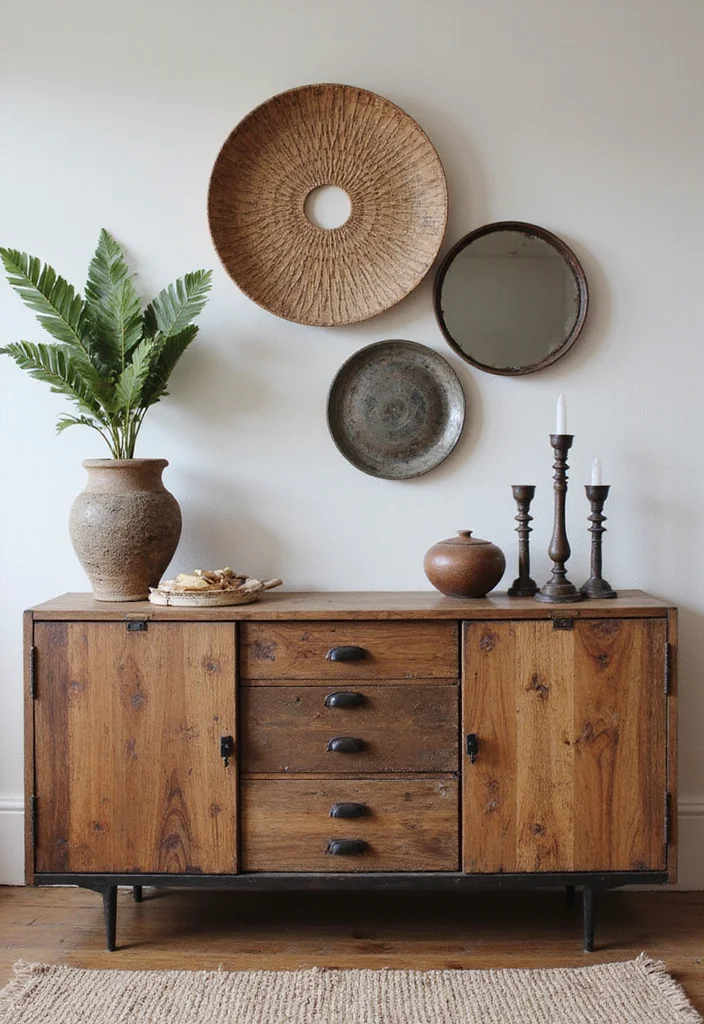 12 Living Room Sideboard Decor Ideas for Stylish Storage Displays - 8. Mixed Materials