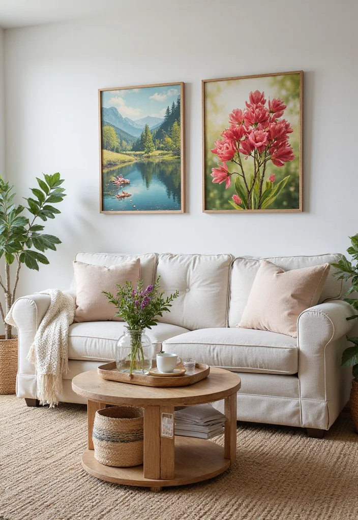 12 Living Room Spring Decor Ideas for Light Airy Refresh - 10. Seasonal Artwork