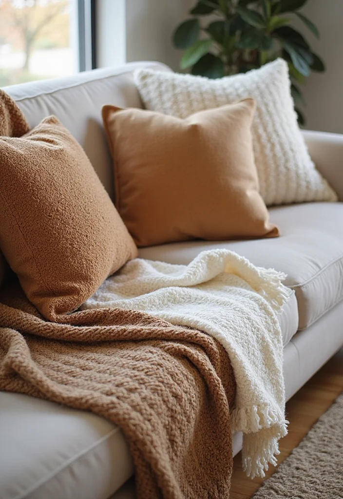 12 Living Room Winter Decor Ideas for Warm Seasonal Comfort - 1. Snuggle Up with Soft Throws