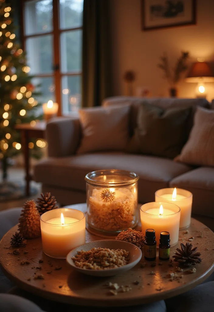 12 Living Room Winter Decor Ideas for Warm Seasonal Comfort - 11. Add a Seasonal Scent