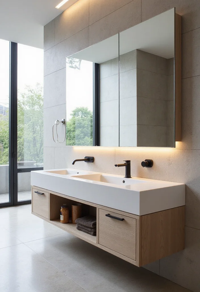 12 Long Bathroom Ideas for Better Flow and Smart Layouts - 1. Floating Vanities for an Airy Feel