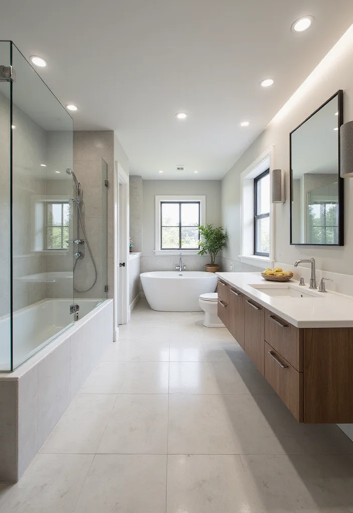 12 Long Bathroom Ideas for Better Flow and Smart Layouts - 2. Smart Shower Tubs