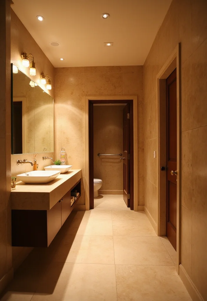 12 Long Bathroom Ideas for Better Flow and Smart Layouts - 4. Efficient Lighting Solutions