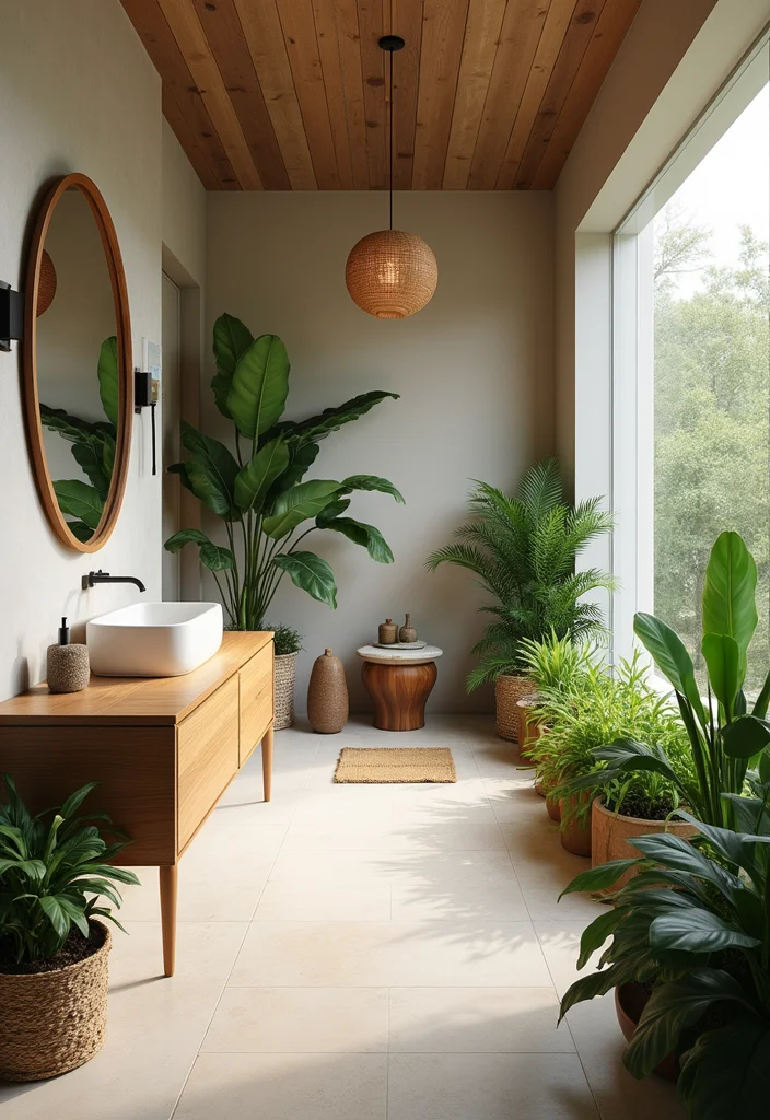 12 Long Bathroom Ideas for Better Flow and Smart Layouts - 8. Nature-Inspired Elements
