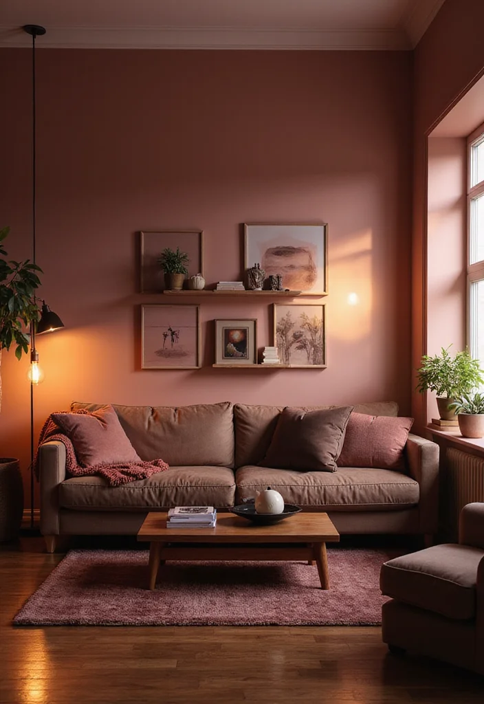 12 Mauve Living Room Ideas for Soft Modern Warmth - 10. Layered Lighting