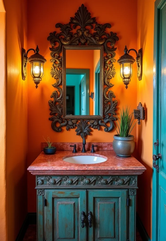 12 Mexican Bathroom Ideas for Vibrant Warm Color - 6. Decorative Mirrors
