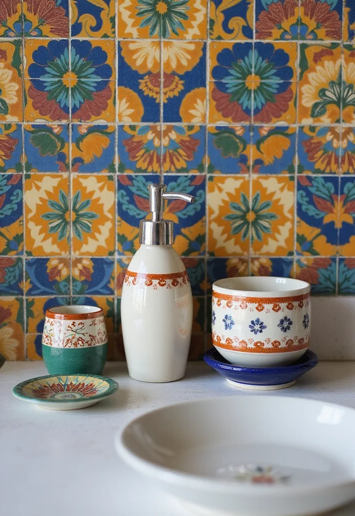 12 Mexican Bathroom Ideas for Vibrant Warm Color - 7. Handmade Ceramics