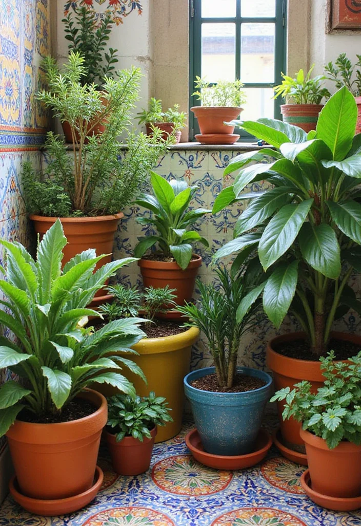 12 Mexican Bathroom Ideas for Vibrant Warm Color - 9. Potted Plants