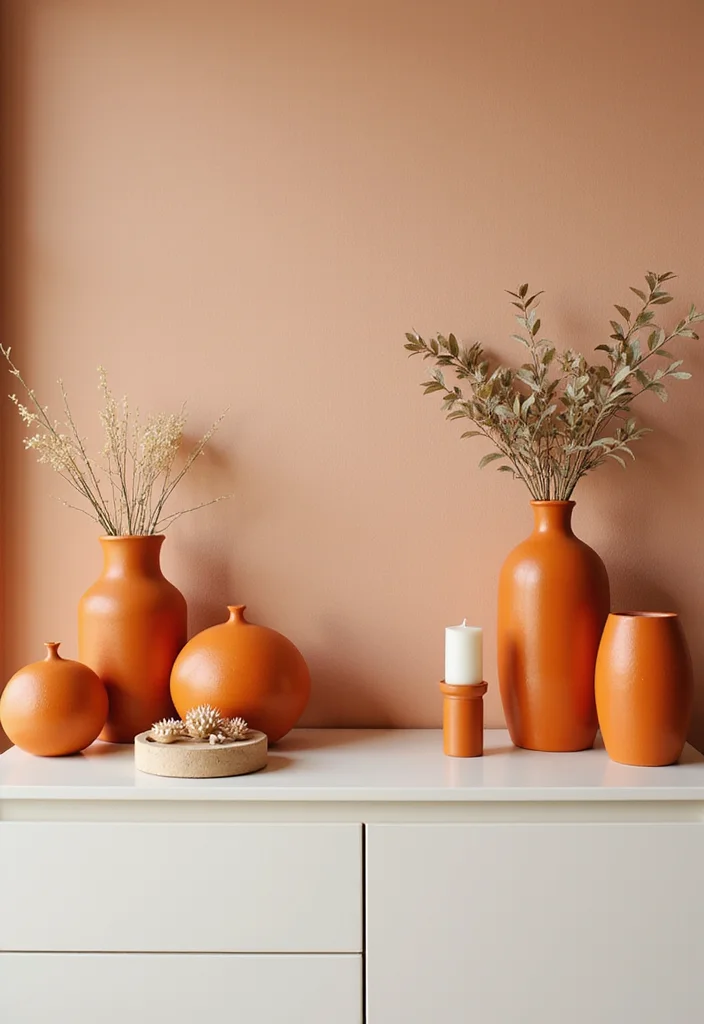 12 Orange Living Room Decor Ideas for Bright Energetic Style - 10. Orange Decorative Accents