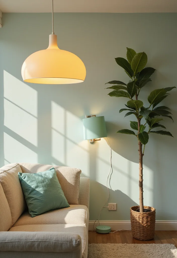 12 Pastel Living Room Ideas for Light Cheerful Interiors - 10. Pastel Lighting Fixtures