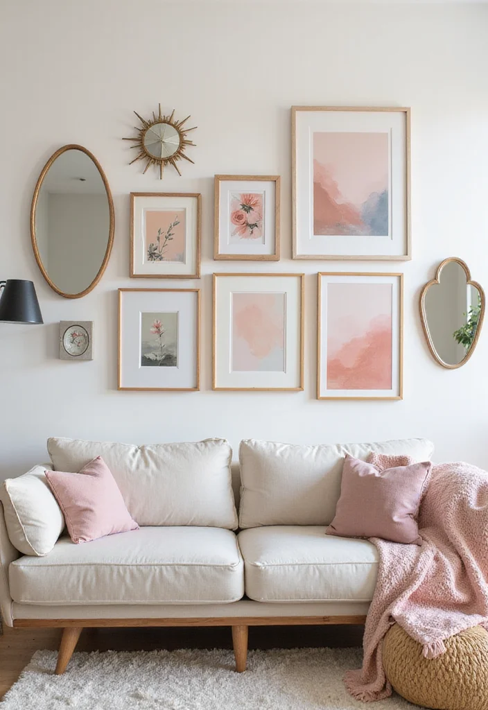 12 Pastel Living Room Ideas for Light Cheerful Interiors - 11. Pastel Wall Art