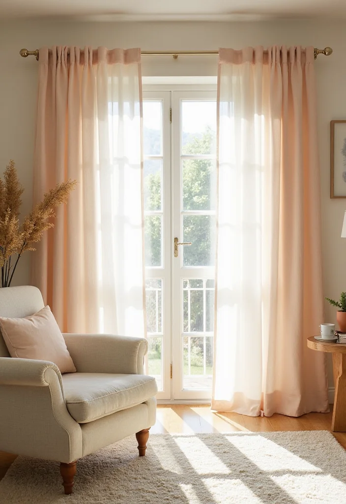 12 Pastel Living Room Ideas for Light Cheerful Interiors - 6. Light and Airy Curtains