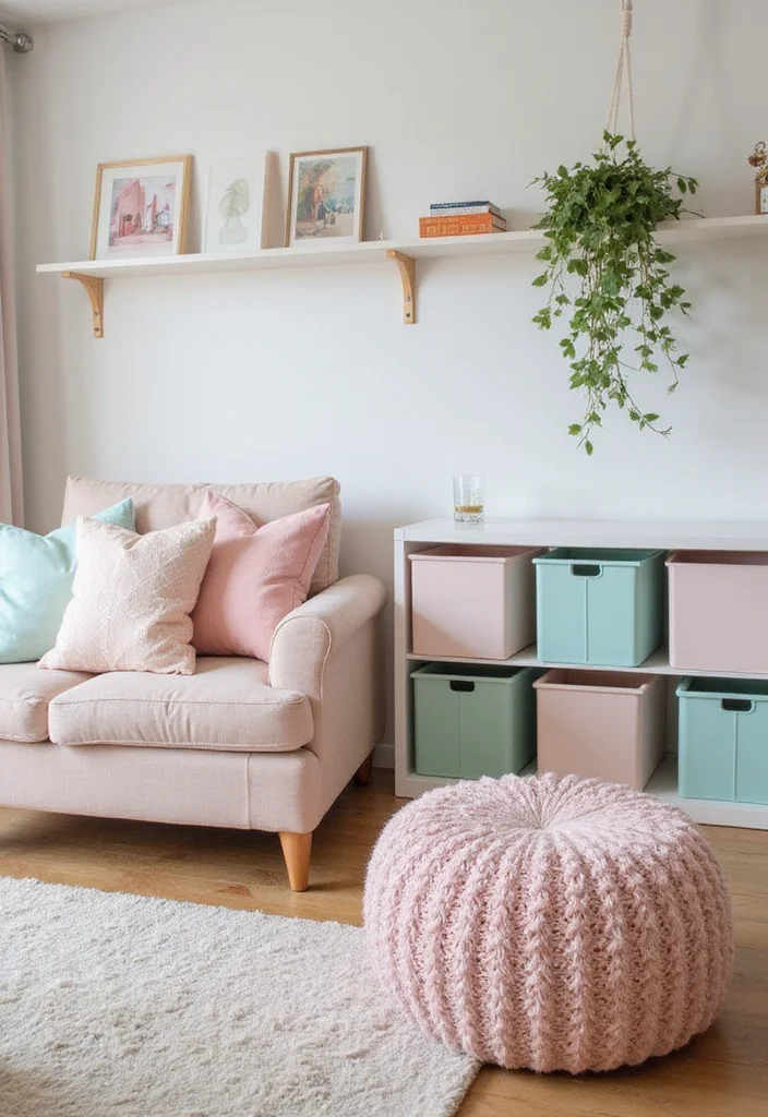 12 Pastel Living Room Ideas for Light Cheerful Interiors - 8. Functional Pastel Decor