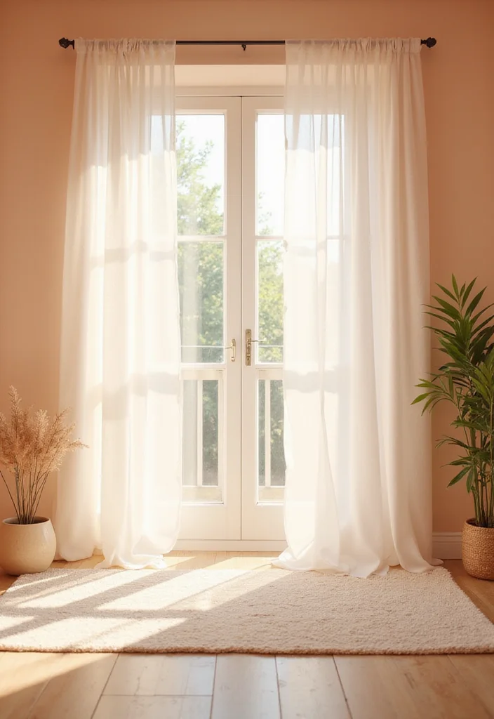 12 Peach Bedroom Ideas for Soft Warm Freshness - 5. Natural Light and Peach Tones