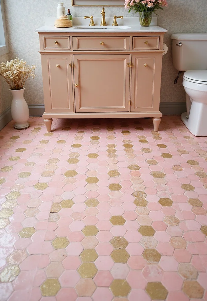 12 Pink and Gold Bathroom Ideas for Chic Feminine Glam - 3. Chic Tile Designs