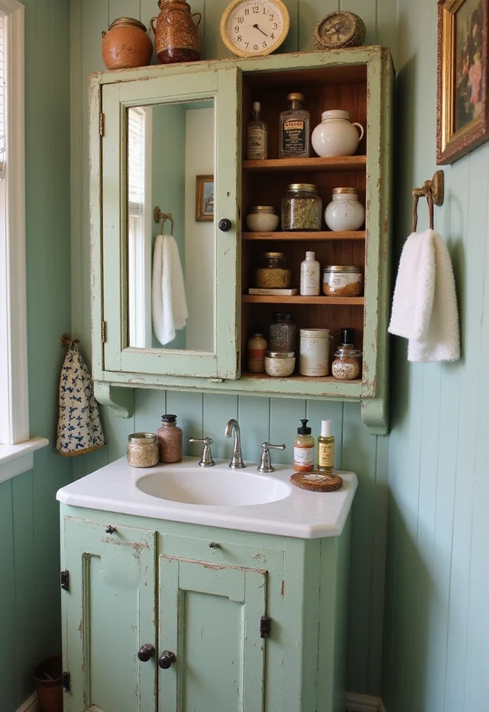 12 Retro Bathroom Ideas for Playful Vintage Character - 6. Vintage Medicine Cabinets