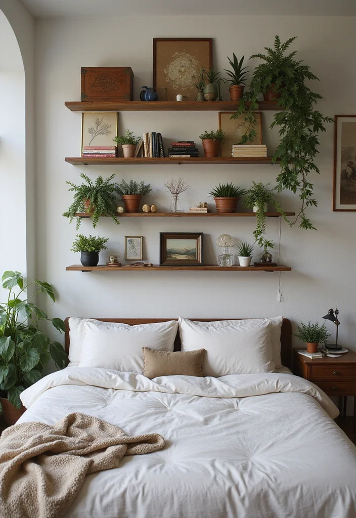 12 Romantic Vintage Bedroom Ideas for Timeless Elegant Charm 122 12 Romantic Vintage Bedroom Ideas for Timeless Elegant Charm - 12. Beautifully Styled Shelves