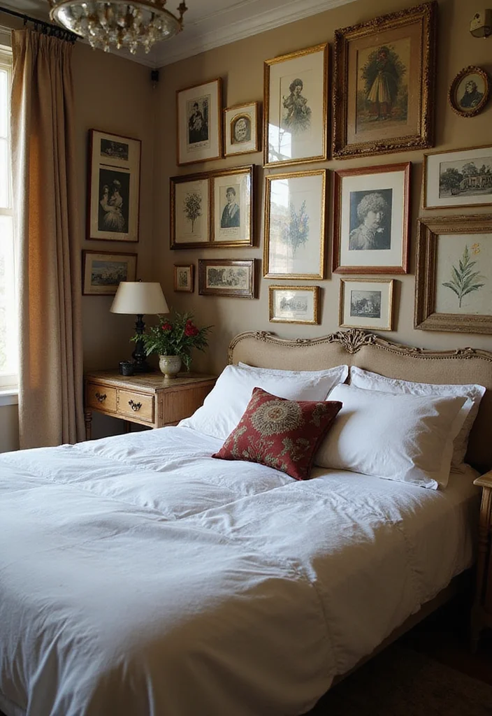 12 Romantic Vintage Bedroom Ideas for Timeless Elegant Charm 89 12 Romantic Vintage Bedroom Ideas for Timeless Elegant Charm - 9. Vintage-inspired Artwork