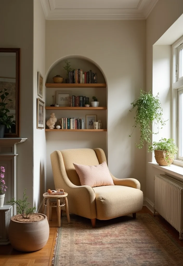 12 Step Down Living Room Ideas for Defined Functional Zones - 1. Cozy Reading Nook