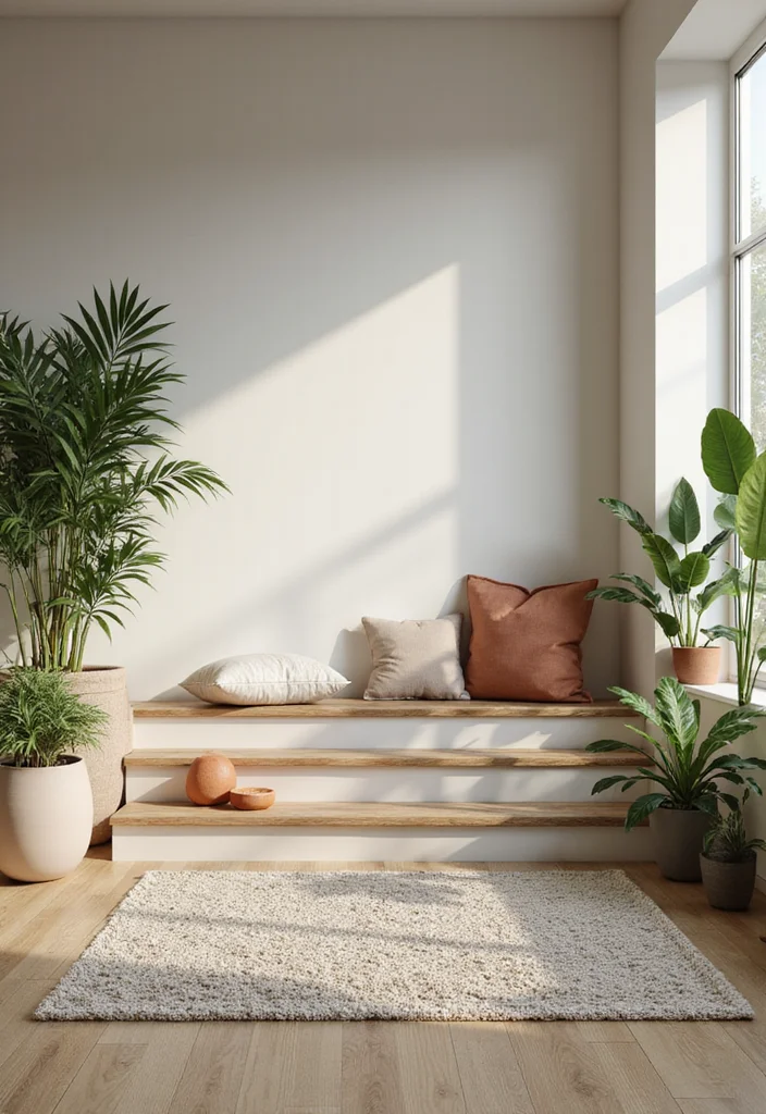 12 Step Down Living Room Ideas for Defined Functional Zones - 5. Serene Meditation Spot