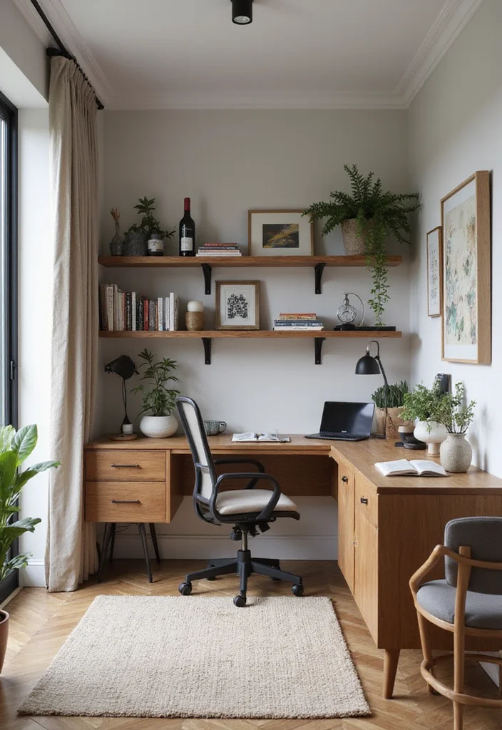 12 Step Down Living Room Ideas for Defined Functional Zones - 6. Stylish Home Office