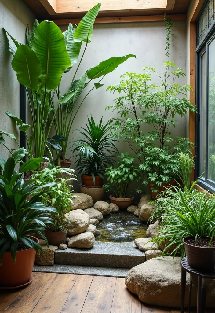 12 Step Down Living Room Ideas for Defined Functional Zones - 9. Indoor Garden Retreat