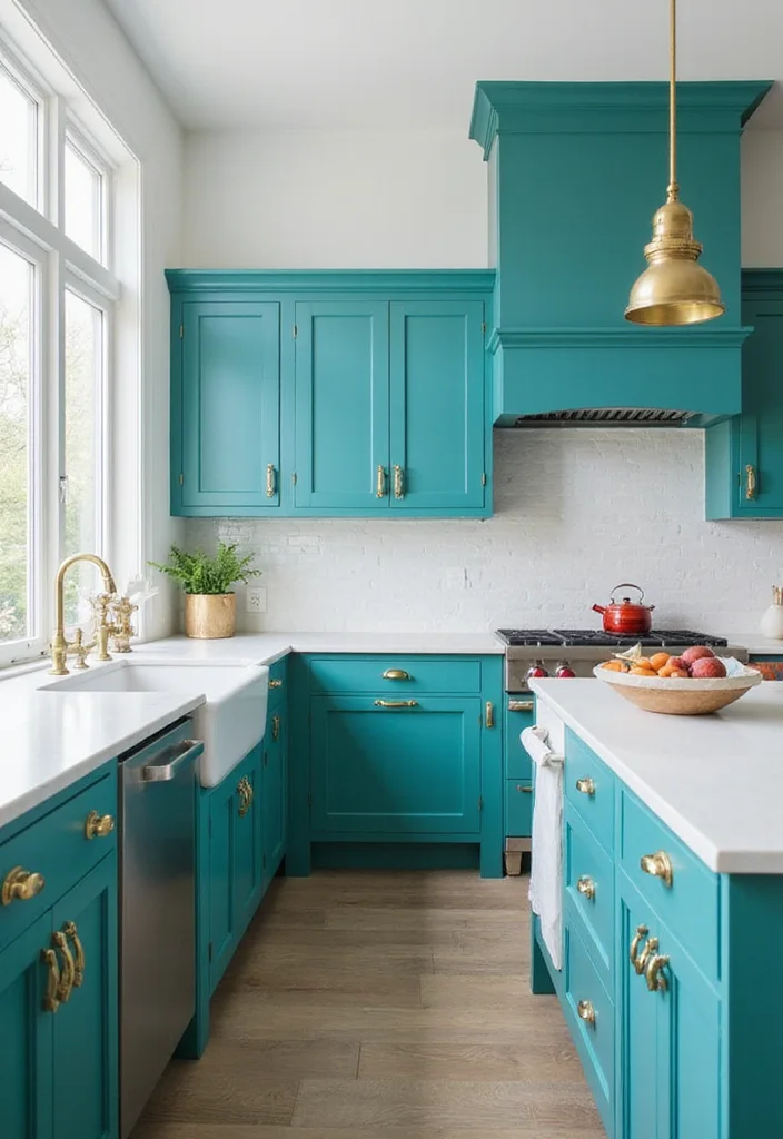 12 Teal Kitchen Ideas for Fresh Bold Color - 1. Teal Cabinetry: A Statement Piece