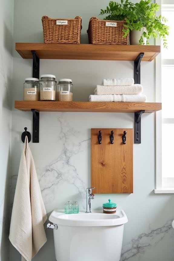 What Bathroom Decor Does Hobby Lobby Have Available 4 bathroom storage shelves with baskets and towel bars