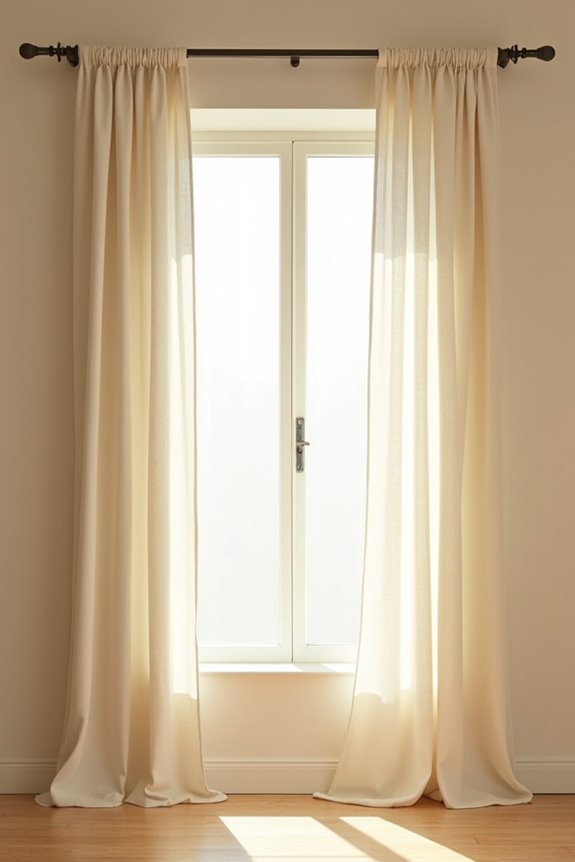 cream and off white curtains complement beige walls