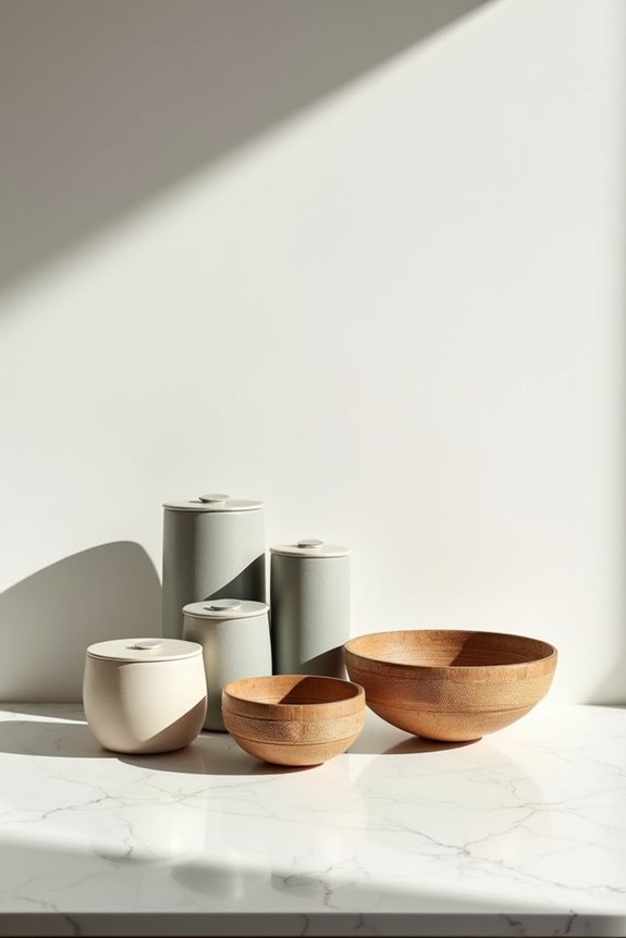 grouping kitchen items in threes for balance