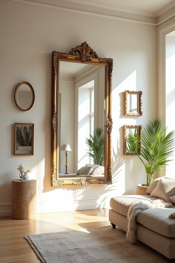 hang oversized mirror opposite window