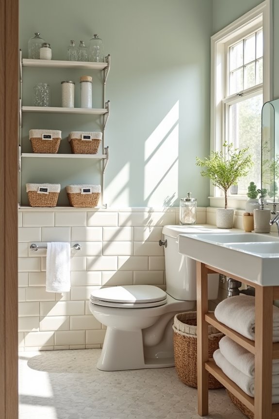 3 Ways to Decorate My Bathroom on Any Budget 3 hidden storage organized display