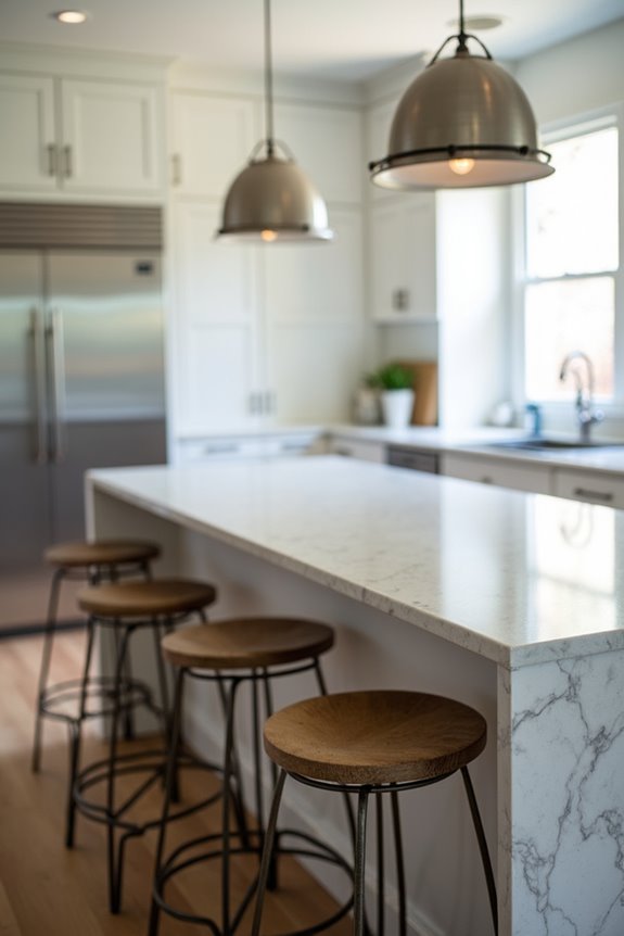 island seating must connect with prep and dining