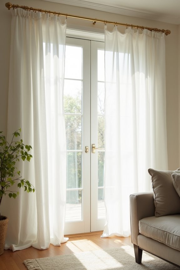 layer white sheer panels thoughtfully