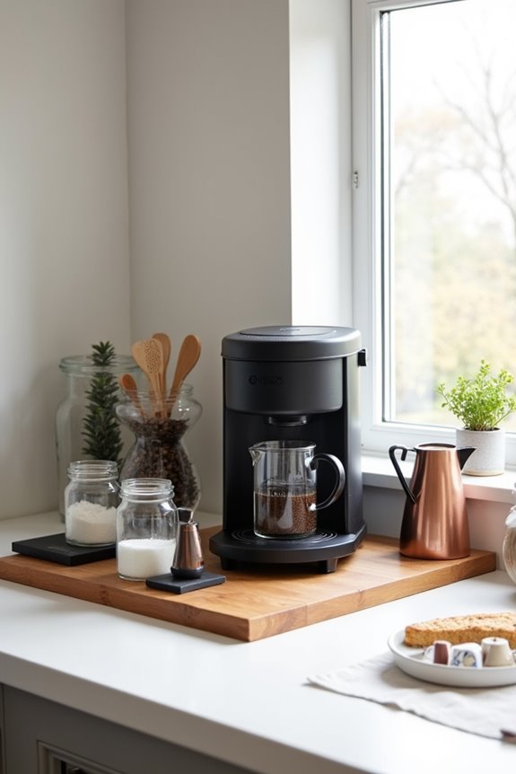 organized coffee station display