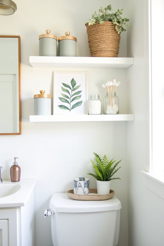 What Bathroom Decor Does Hobby Lobby Have Available 8 tiered trays floating shelves framed sayings