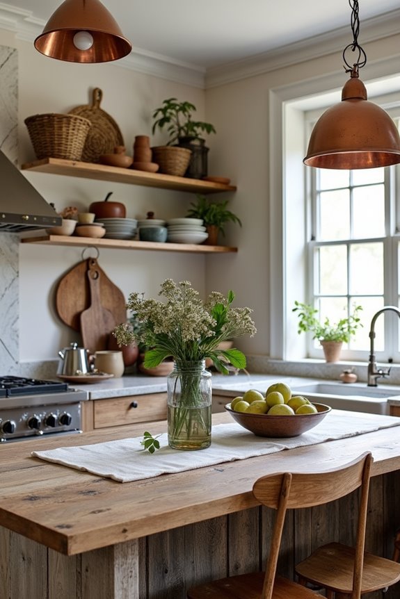 warm eclectic layered storytelling kitchen